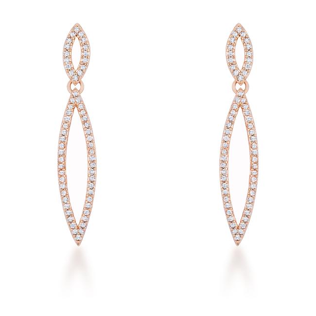 Sara 1.2ct CZ Rose Gold Delicate Double Teardrop Drop Earrings