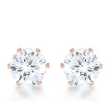 Reign 3.4ct CZ Rose Gold Stainless Steel Stud Earrings