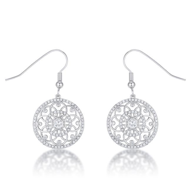 .95 Ct Interlocking Circle Rhodium and CZ Earrings