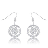 .95 Ct Interlocking Circle Rhodium and CZ Earrings
