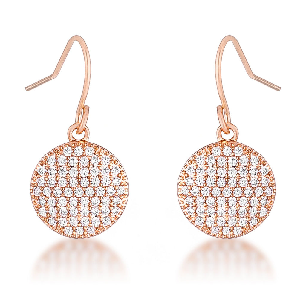.6 Ct Elegant CZ Rose Gold Plated Disk Earrings