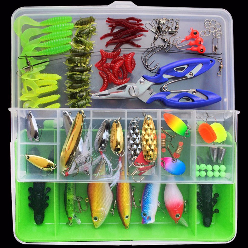 Lures Fishing KIT Tackle Box - 100Pcs,  Green