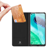 DUX DUCIS For Moto G8/G8 Power Leather Mobile Phone Cover Magnetic Protective Case Bracket with Cards Slot Royal blue_Moto G8