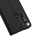 DUX DUCIS For Moto G8/G8 Power Leather Mobile Phone Cover Magnetic Protective Case Bracket with Cards Slot black_Moto G8