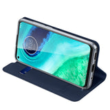 DUX DUCIS For Moto G8/G8 Power Leather Mobile Phone Cover Magnetic Protective Case Bracket with Cards Slot Royal blue_Moto G8