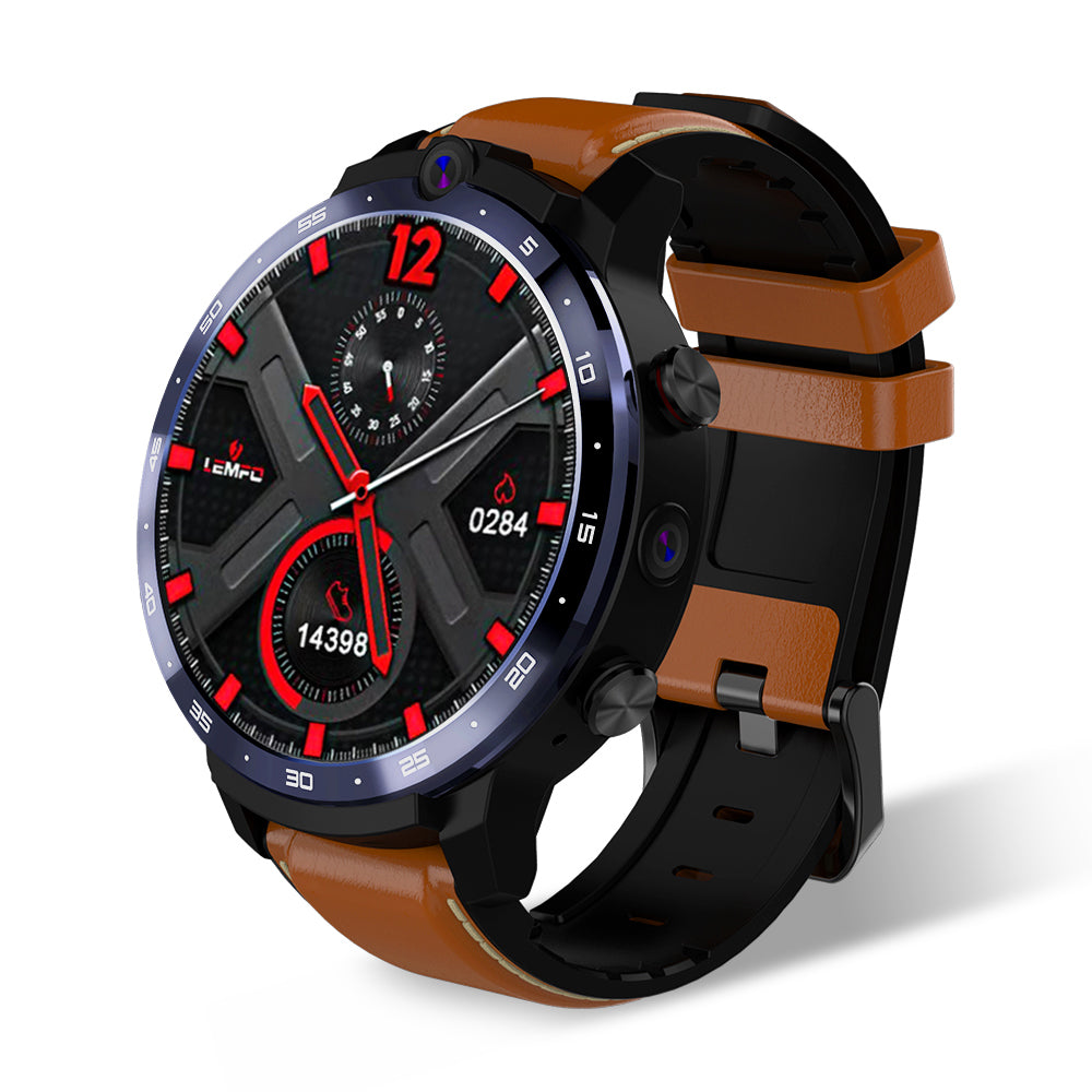 LEMFO LEM12 Face ID 1.6 Inch Dual Camera LTE 4G Smart Watch Android 7.1 3GB 32GB 1800mah Battery Men Smartwatch brown