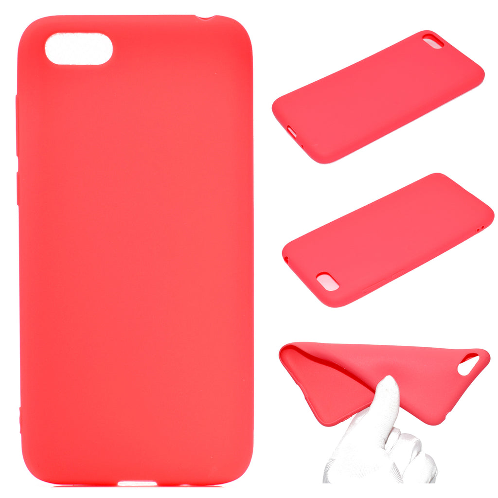 for HUAWEI Y5 2018 Cute Candy Color Matte TPU Anti-scratch Non-slip Protective Cover Back Case red