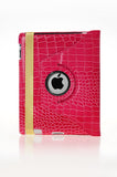 Dragonpad? 360 Degrees Rotating Stand Pu Leather Case for Ipad 3 (Pink Crocodile Color)