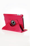Dragonpad? 360 Degrees Rotating Stand Pu Leather Case for Ipad 3 (Pink Crocodile Color)