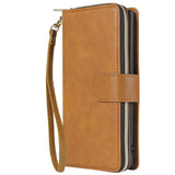 For Samsung A51 5G/A71 5G/Note 10 pro Pu Leather  Mobile Phone Cover Zipper Card Bag + Wrist Strap brown