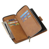 For Samsung A51 5G/A71 5G/Note 10 pro Pu Leather  Mobile Phone Cover Zipper Card Bag + Wrist Strap brown