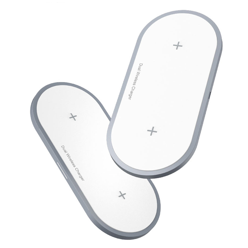 High Performance 2 Holders QI Wireless Fast Charging Base Silver