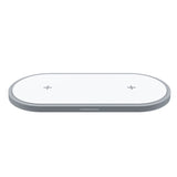 High Performance 2 Holders QI Wireless Fast Charging Base Silver