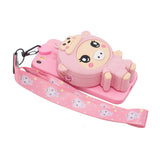 For Iphone 5 / 5S / SE Cartoon Hanging Lanyard + Fall Resistant Cartoon TPU Full Protective Mobile Phone Cover with Coin Purse 3 deep pink piglets