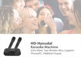 HD-Hynudal Karaoke Machine - Echo Mixer, Two Wireless Mics, YAMAHA Chipset, Supports Phone + PC
