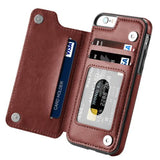 Multifunction Magnetic Leather Wallet Case Card Slot Shockproof Full Protection Cover for iPhone X 7/8 7/8 Plus brown