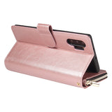 For Samsung A51 5G/A71 5G/Note 10 pro Pu Leather  Mobile Phone Cover Zipper Card Bag + Wrist Strap Rose gold