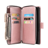 For Samsung A51 5G/A71 5G/Note 10 pro Pu Leather  Mobile Phone Cover Zipper Card Bag + Wrist Strap Rose gold
