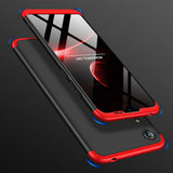 For HUAWEI HONOR 8A Ultra Slim PC Back Cover Non-slip Shockproof 360 Degree Full Protective Case Red black red