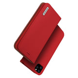 DUX DUCIS for iPhone 11 pro MAX 2019 Luxury Genuine Leather Magnetic Flip Cover Full Protective Case with Bracket Card Slot red