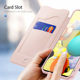DUX DUCIS for Samsung A21S/A51 5G Magnetic Mobile Phone Holder Leather Case with Cards Slot Pink_Samsung A51 5G