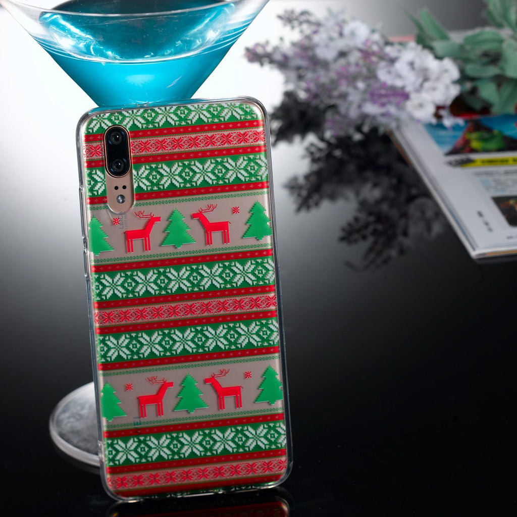 TPU Protective Phone Cover Soft Cute Cartoon Christmas Style Shell for Huawei P20