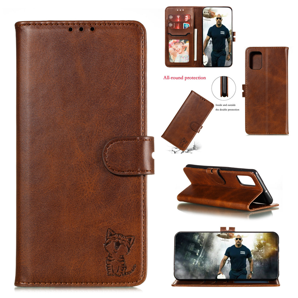 For HUAWEI P40 Pro Mobile Phone Cover PU Leather Front Buckle Smart Shell Anti-fall Phone Case 6 brown