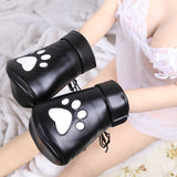 PU Leather Puppy Play Soft Padded Pup Puppy Mitts BDSM Bondage Dog Paw Print Paws Glove As shown