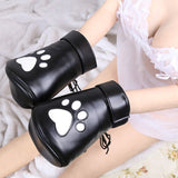 PU Leather Puppy Play Soft Padded Pup Puppy Mitts BDSM Bondage Dog Paw Print Paws Glove As shown