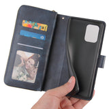 For Samsung A51 5G/A71 5G/Note 10 pro Pu Leather  Mobile Phone Cover Zipper Card Bag + Wrist Strap blue