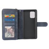 For Samsung A51 5G/A71 5G/Note 10 pro Pu Leather  Mobile Phone Cover Zipper Card Bag + Wrist Strap blue