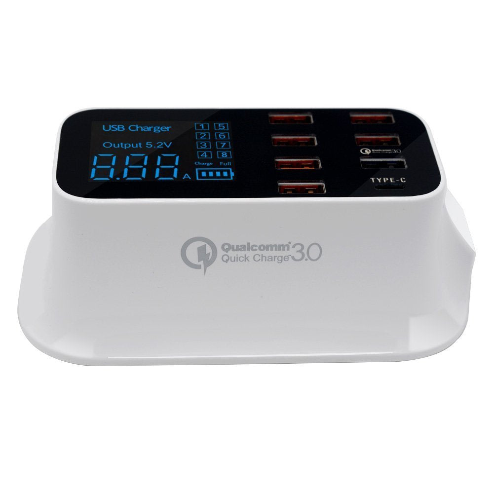 Fast Charging Station Multiple USB Charger 7 Port Desktop Charger Hub LED Display Power Adapter US Plug