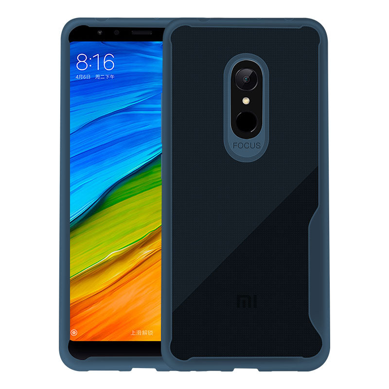 For Redmi 5 Ultra Slim Translucent Back Cover Non-slip Shockproof TPU Full Protective Case Transparent Blue