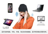 Wireless Bluetooth Smart Earphone Music Knitted Hat Winter Warm Cap with Mic Speaker for iOS Android blue