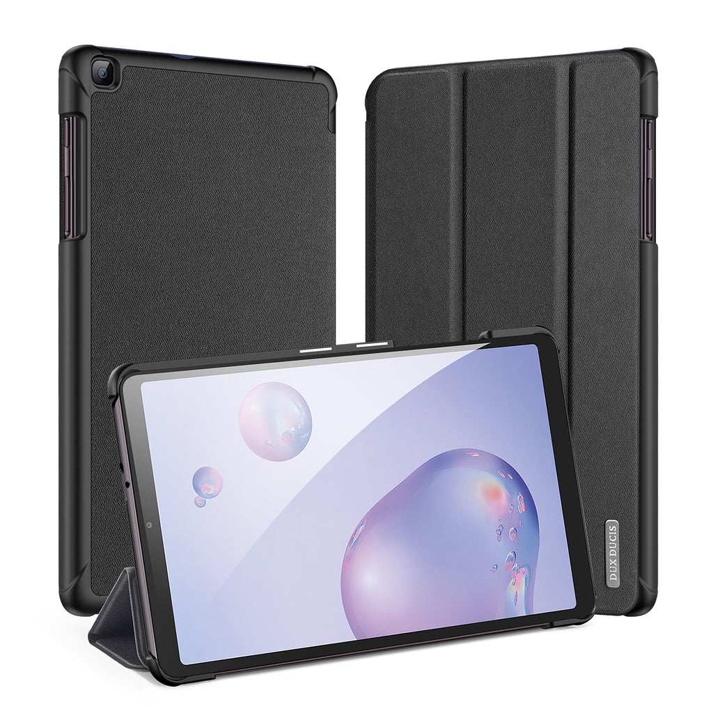 DUX DUCIS For Samsung Galaxy Tab A 8.4 2020 Simple Solid Color Smart PU Leather Case Anti-fall Protective Stand Cover with Sleep Function black