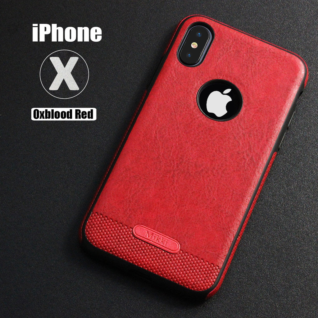 Luxury Textured Back Cover Flexible Soft Shockproof Full Protection Cases for iPhone X Red