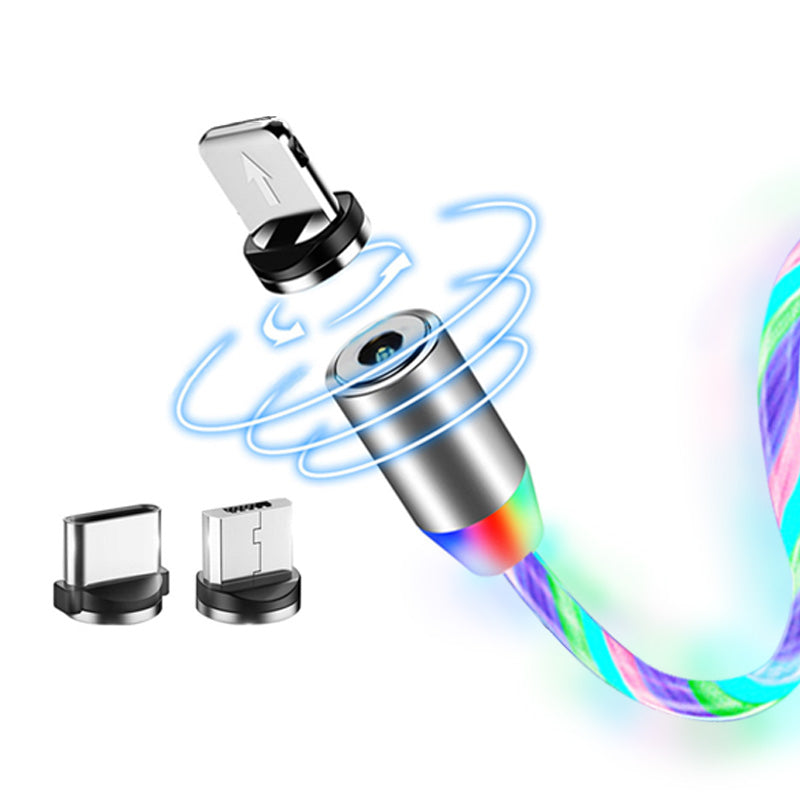 Data Line LED Magnetic Micro USB Cable Android Type-C IOS Fast Charging Cable for Mobile Phone color_Android interface