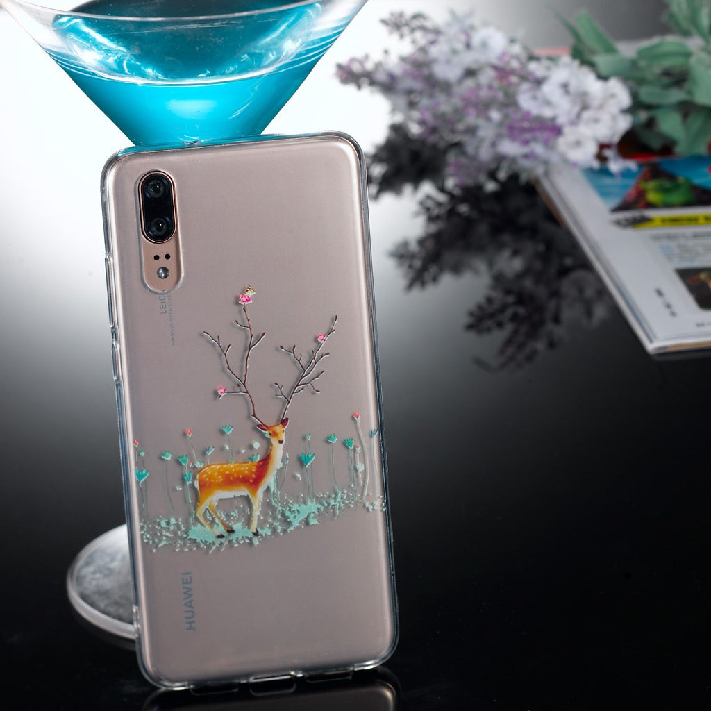 TPU Protective Phone Cover Soft Cute Cartoon Christmas Style Shell for Huawei P20