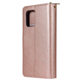 For Samsung A51 5G/A71 5G/Note 10 pro Pu Leather  Mobile Phone Cover Zipper Card Bag + Wrist Strap Rose gold