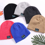 Wireless Bluetooth Smart Earphone Music Knitted Hat Winter Warm Cap with Mic Speaker for iOS Android dark gray