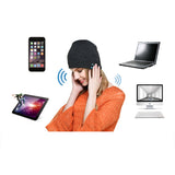 Wireless Bluetooth Smart Earphone Music Knitted Hat Winter Warm Cap with Mic Speaker for iOS Android dark gray