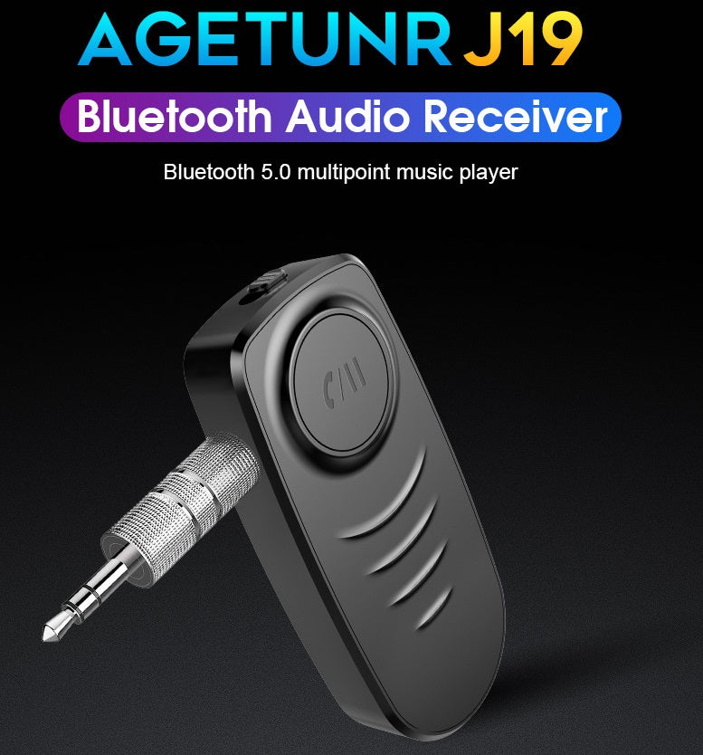 J19 Bluetooth Audio Receiver Mic Handsfree Call Wireless Adapter Bluetooth 5.0 Speaker Headphone Audio Transmitter black