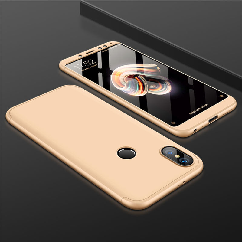 For XIAOMI Redmi Note 5(Globle)/Redmi Note 5 Pro (Inida) 3 in 1 Fashion Ultra Slim Full Protective Back Cover Golden