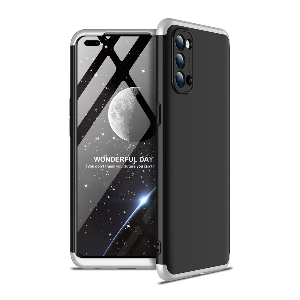 For OPPO Reno 4 /Reno 4 Pro International Edition Mobile Phone Cover 360 Degree Full Protection Phone Case Silver black silver