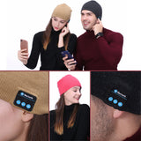 Wireless Bluetooth Smart Earphone Music Knitted Hat Winter Warm Cap with Mic Speaker for iOS Android Khaki