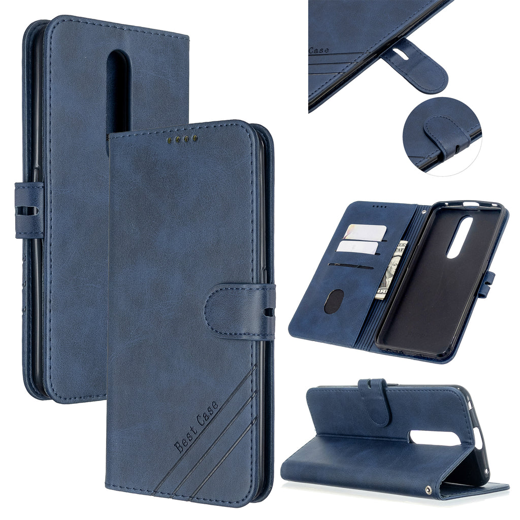 For OPPO F11/F11 Pro Case Soft Leather Cover with Denim Texture Precise Cutouts Wallet Design Buckle Closure Smartphone Shell blue