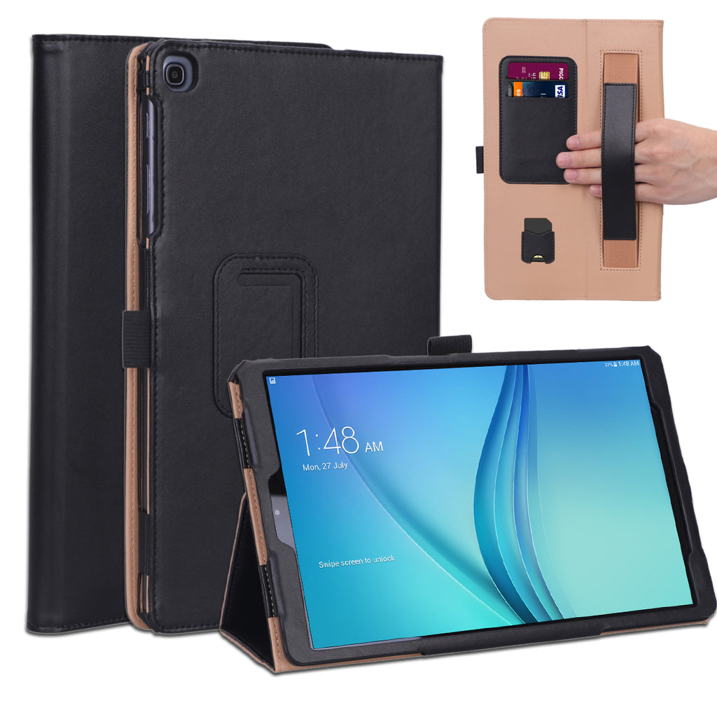For Samsung TAB A 10.1 T510 T515 2019 Retro PU Leather Protective Hand Support Tablet Case with Card Position Bracket black_Samsung TAB A 10.1 T510 T515 2019