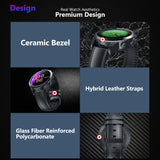 Zeblaze THOR 5 PRO Ceramic Bezel 3GB+32GB Dual Camera 800mAh Battery GPS/Face Unlock Leather Straps Smart Watch black