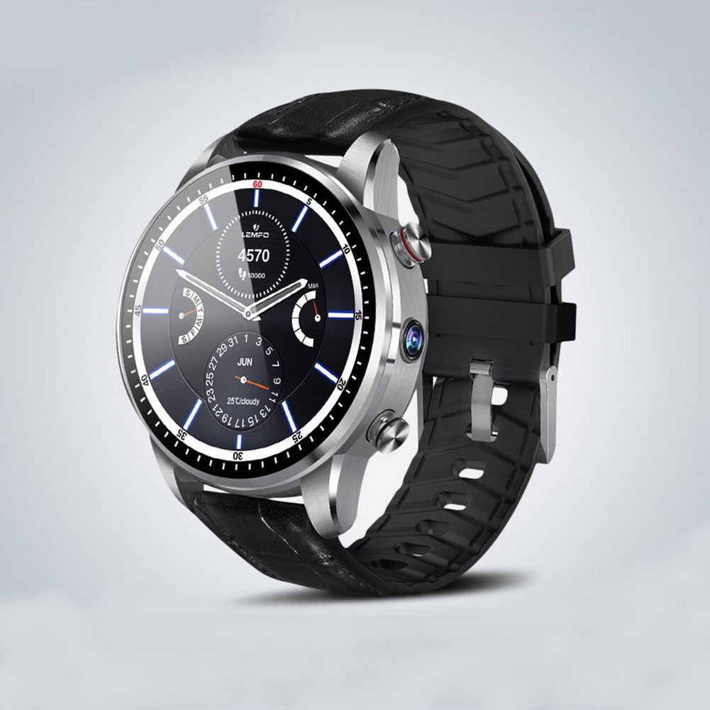 LEMFO LEF3 Smart Watch Stylish Business GPS Waterproof Hd Pixel Color Screen 4G Android Smartwatch Silver grey
