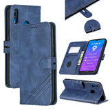 For HUAWEI Y7 2019 Denim Pattern Solid Color Flip Wallet PU Leather Protective Phone Case with Buckle & Bracket gray